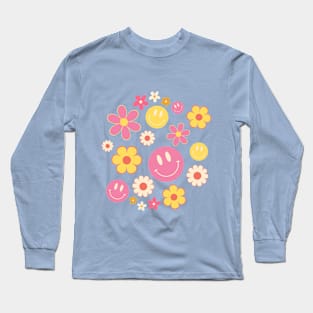 Trippy Happy Floral Vibes Tee! Long Sleeve T-Shirt